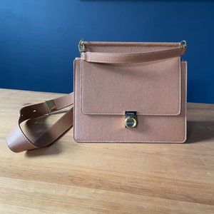 Polene Numéro Sept Camel Brown Leather Crossbody Handbag